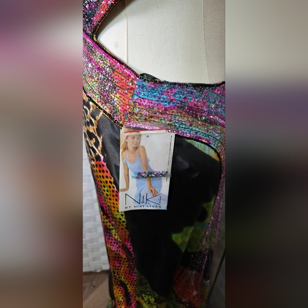 90's NIKI LAVIS Multi-Color Gown - Picture 7 of 9